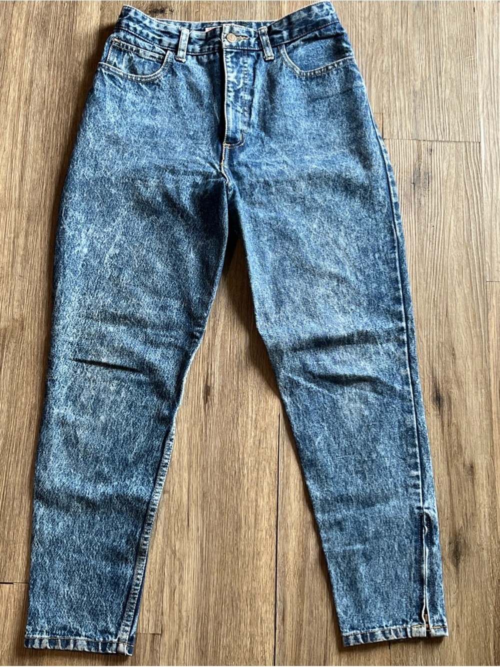 Vintage GUESS Mom Jeans Womens 30 Blue Acid Wash High Rise Ankle Zip USA 80s